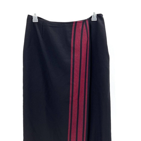 Vintage Valerie Stevens Black Red 100% Wool Long Maxi Wrap Skirt - Picture 3 of 7